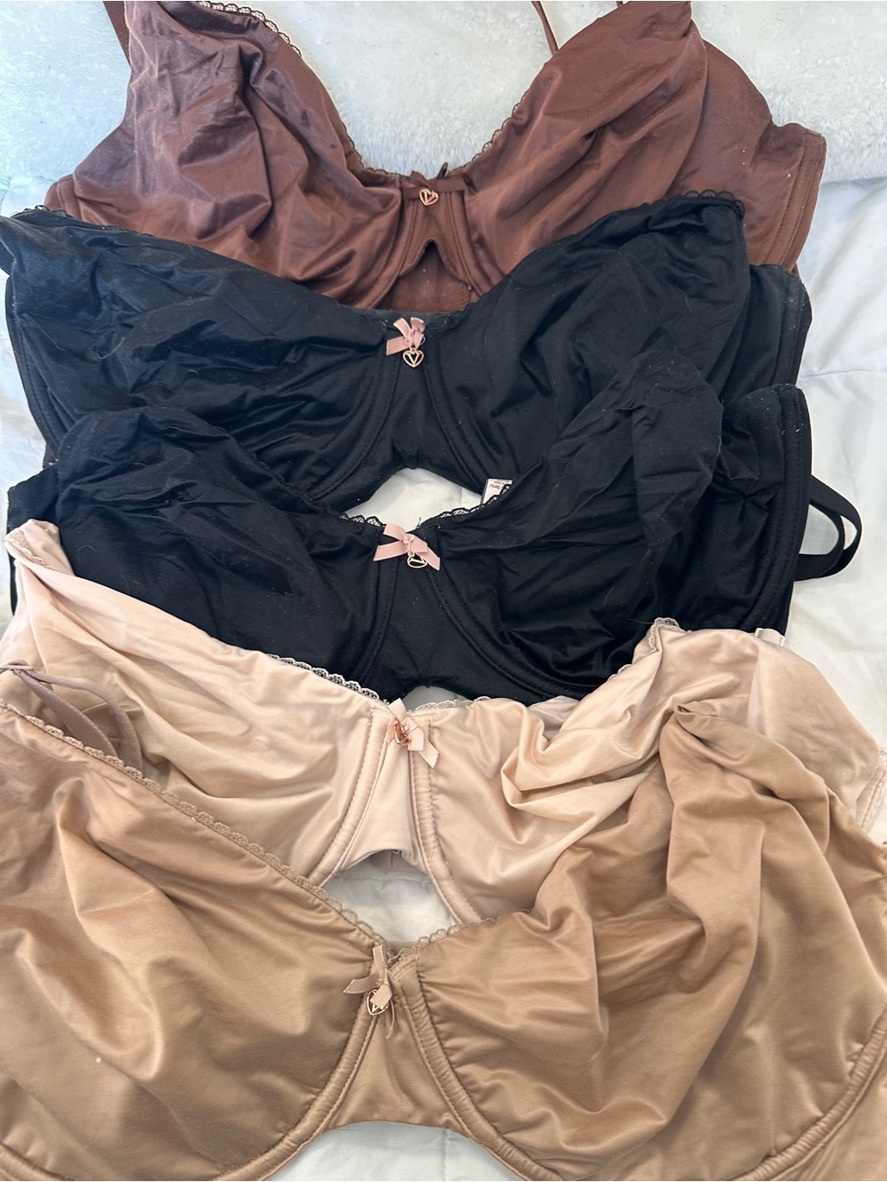 Victoria's Secret Multi-Pack Smooth Lace-Trim Bras - Black, Brown, Beige